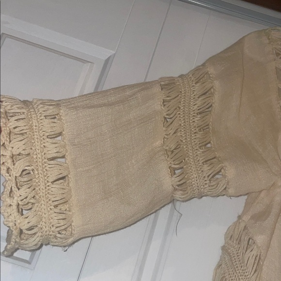 Beige Crochet Poncho Top - Picture 4 of 4
